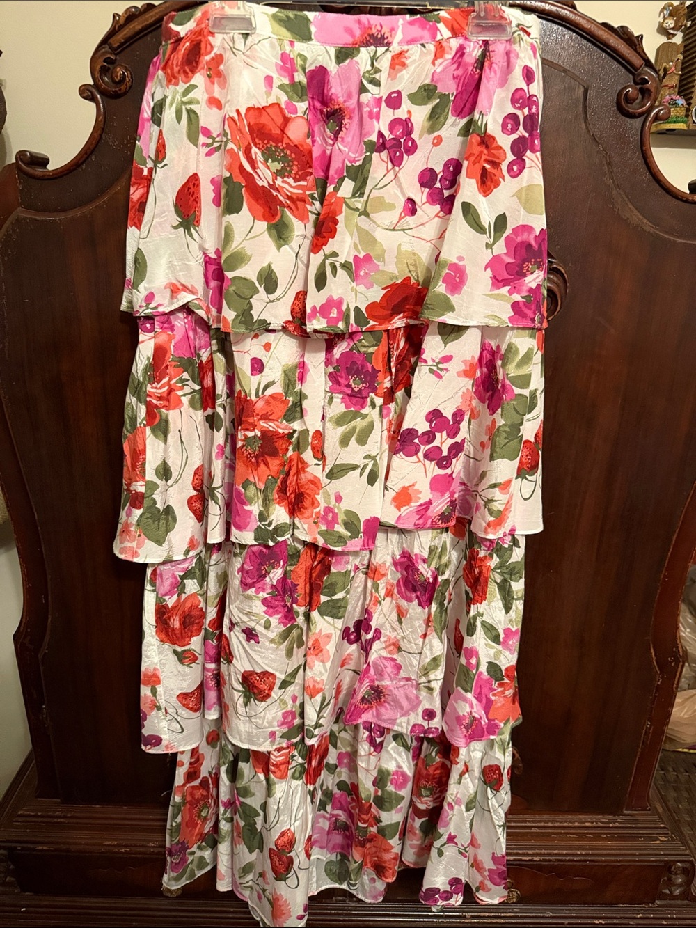 Abercrombie & Fitch White Floral Tiered Maxi Skirt